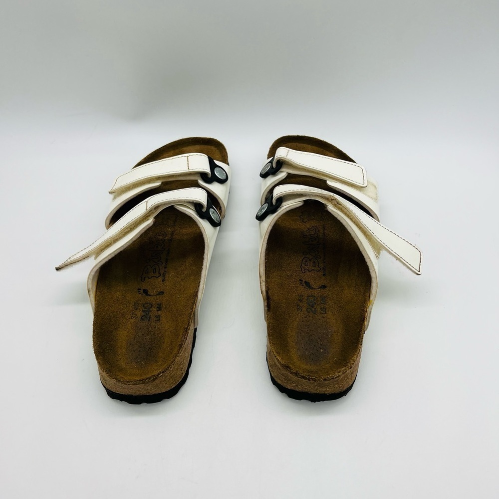 BIRKIES UNISEX WHITE VELCRO SLIP ON SANDALS SIZE W6 M4 - Picture 4 of 14